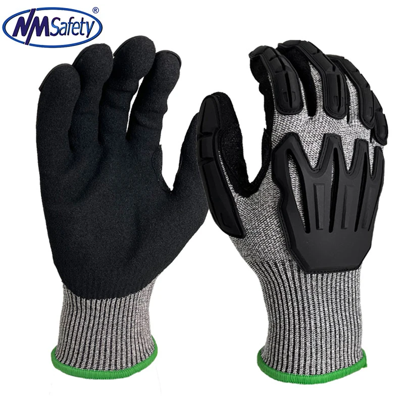 Nmsafety ANSI A5 Cut Resistant Protective TPR Anti Impact Mechanic Safety Work Gloves