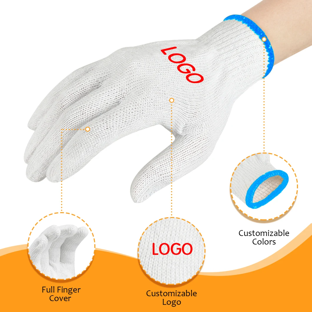 China Wholesale 10/7gauge Safety/Work Glove Industrial/Working Hand Guantes White Cotton Knitted Gloves