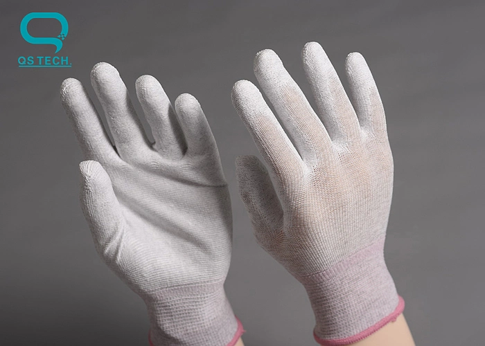 Cleanroom ESD Antistatic PU Palm Woven Glove with Conductive Carbon Fiber