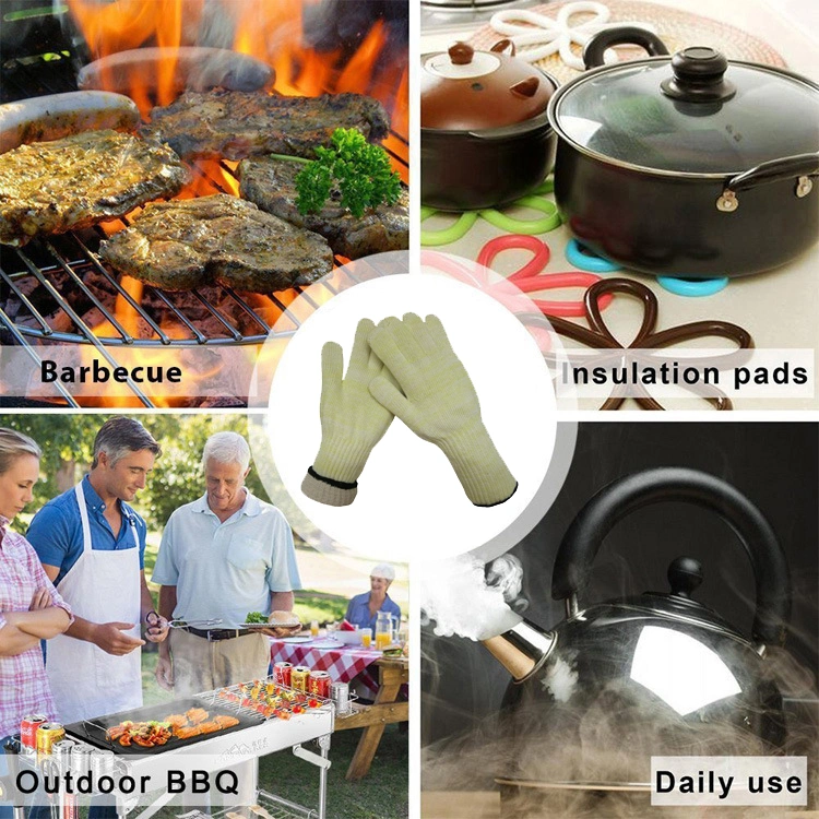 33cm Natural Heat Resistant BBQ Safety Glove, Firefighter Gloves