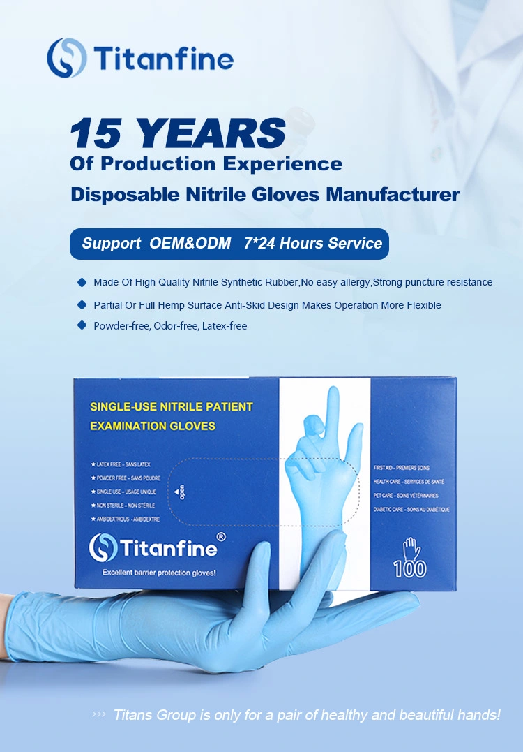 Titanfine Low Price Anti-Static White Household Nitrile Disposable Exam Gloves