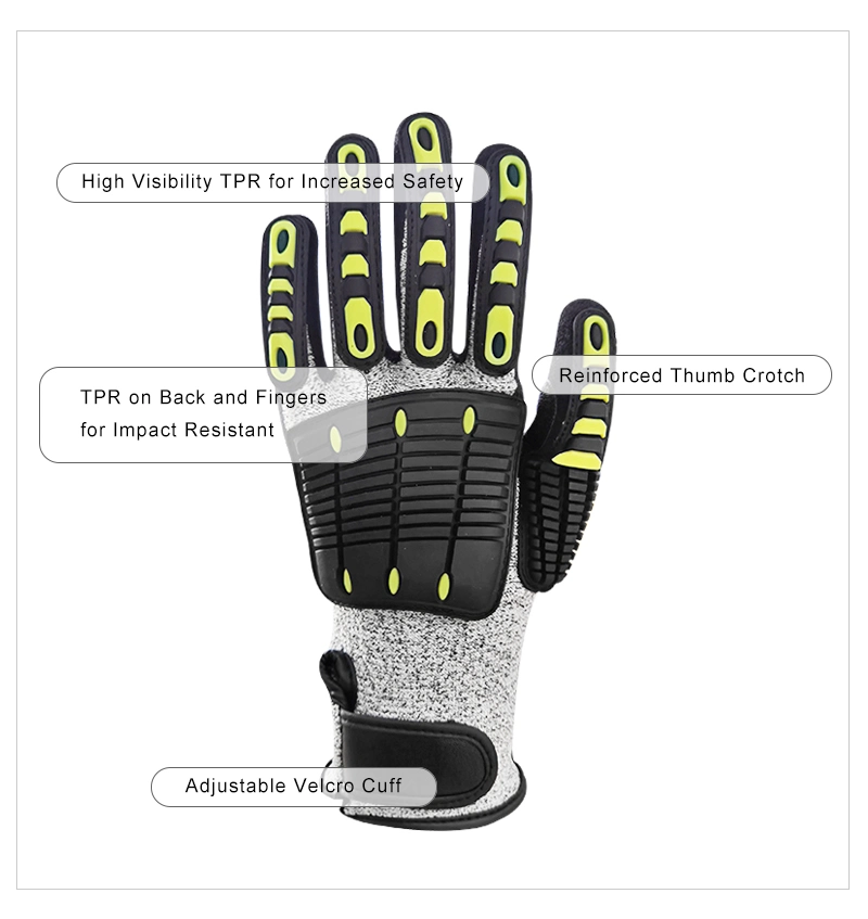 Cut Resistant Level 5 Protection Sandy Nitrile Palm Coated TPR Mechanic Impact Gloves