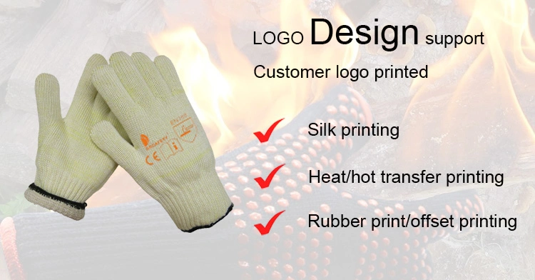 33cm Natural Heat Resistant BBQ Safety Glove, Firefighter Gloves