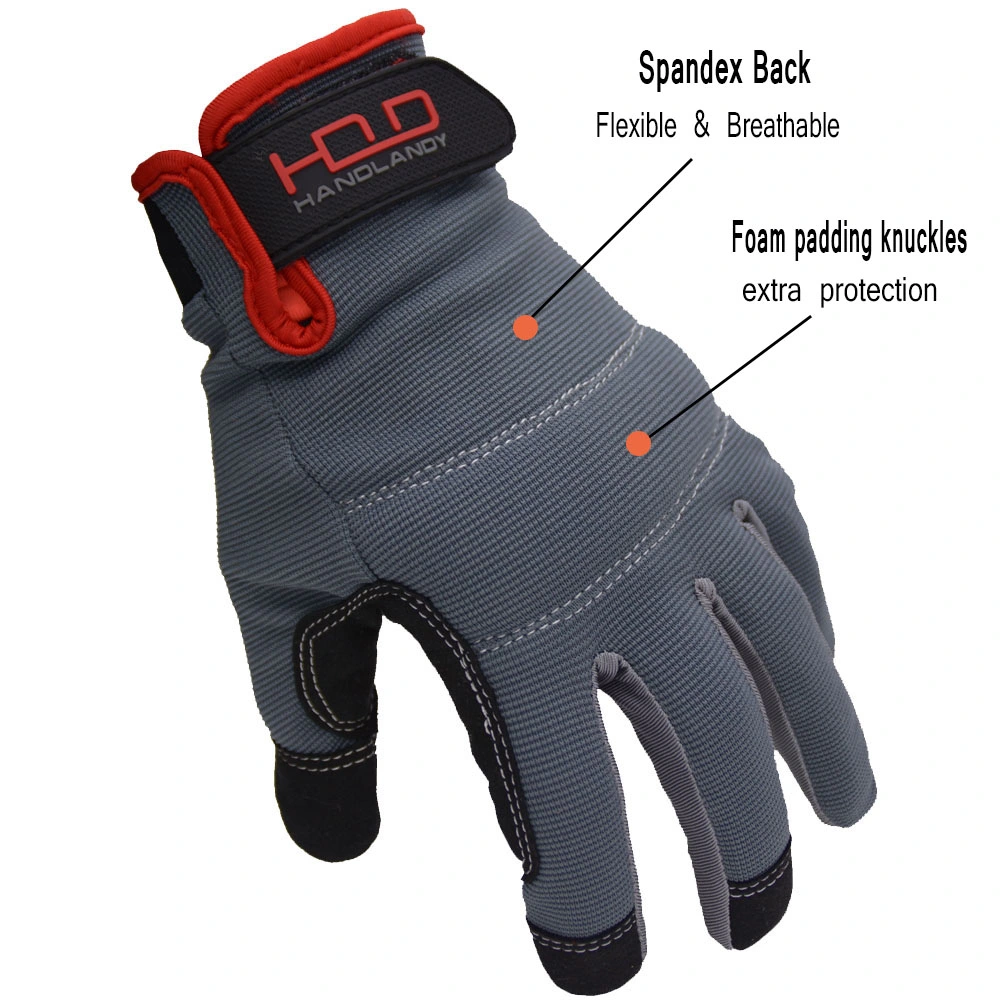 CE En388 Microfiber Foam Padded Palm Touch Screen Custom Mechanic Construction Protection Hand Safety Work Gloves