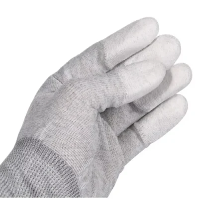 Guanti ESD antistatici con rivestimento in nylon e fibra di carbonio PU e vestibilità sulla punta delle dita